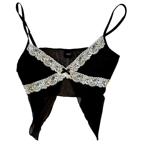 Blanc Clothing Back Sheer Lace Cropped Cami Size Small - Picture 1 of 10